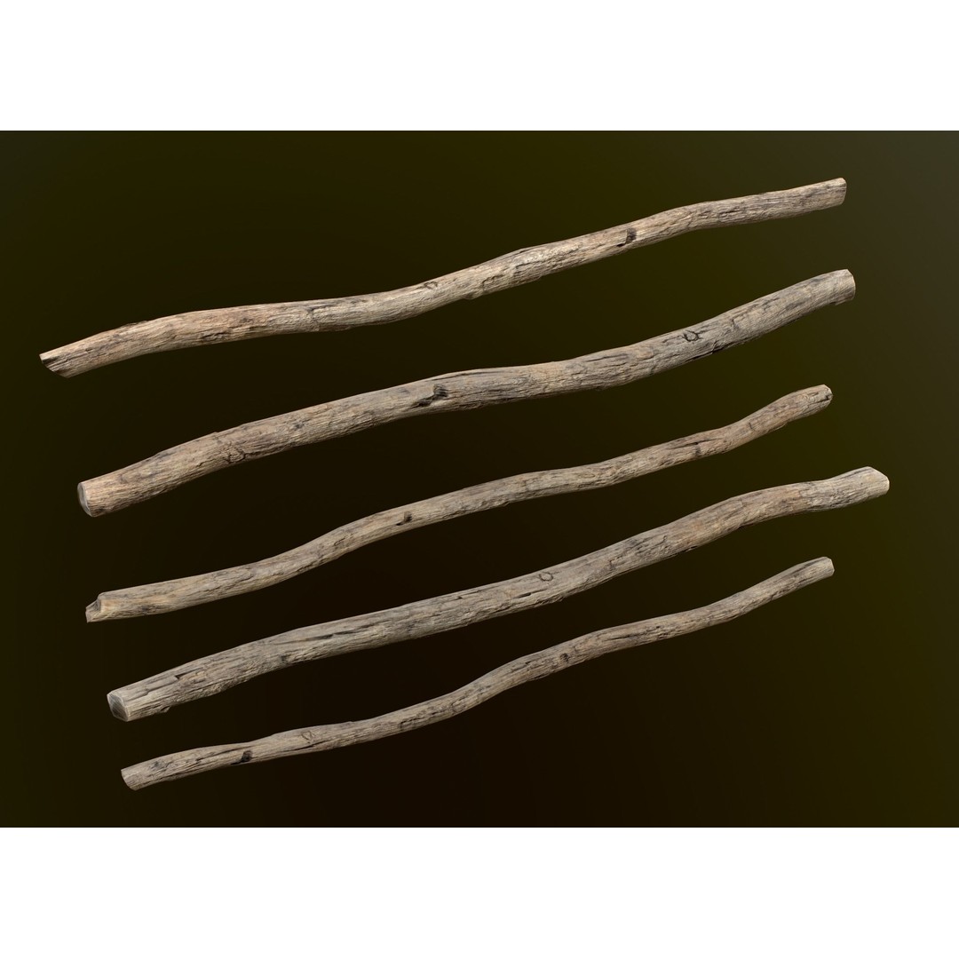Old Wooden Poles 3D Model – Low Poly Game Asset, FBX, PBR Textures - View 26