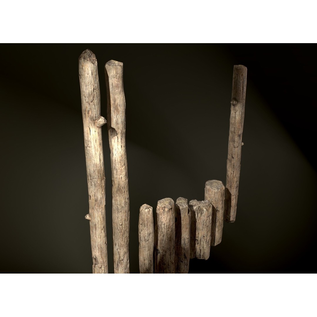Old Wooden Poles 3D Model – Low Poly Game Asset, FBX, PBR Textures - View 33