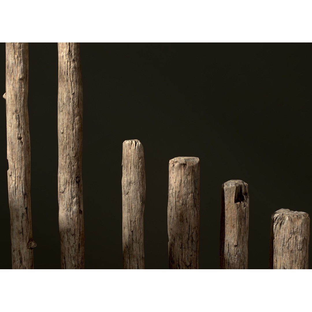 Old Wooden Poles 3D Model – Low Poly Game Asset, FBX, PBR Textures - View 38