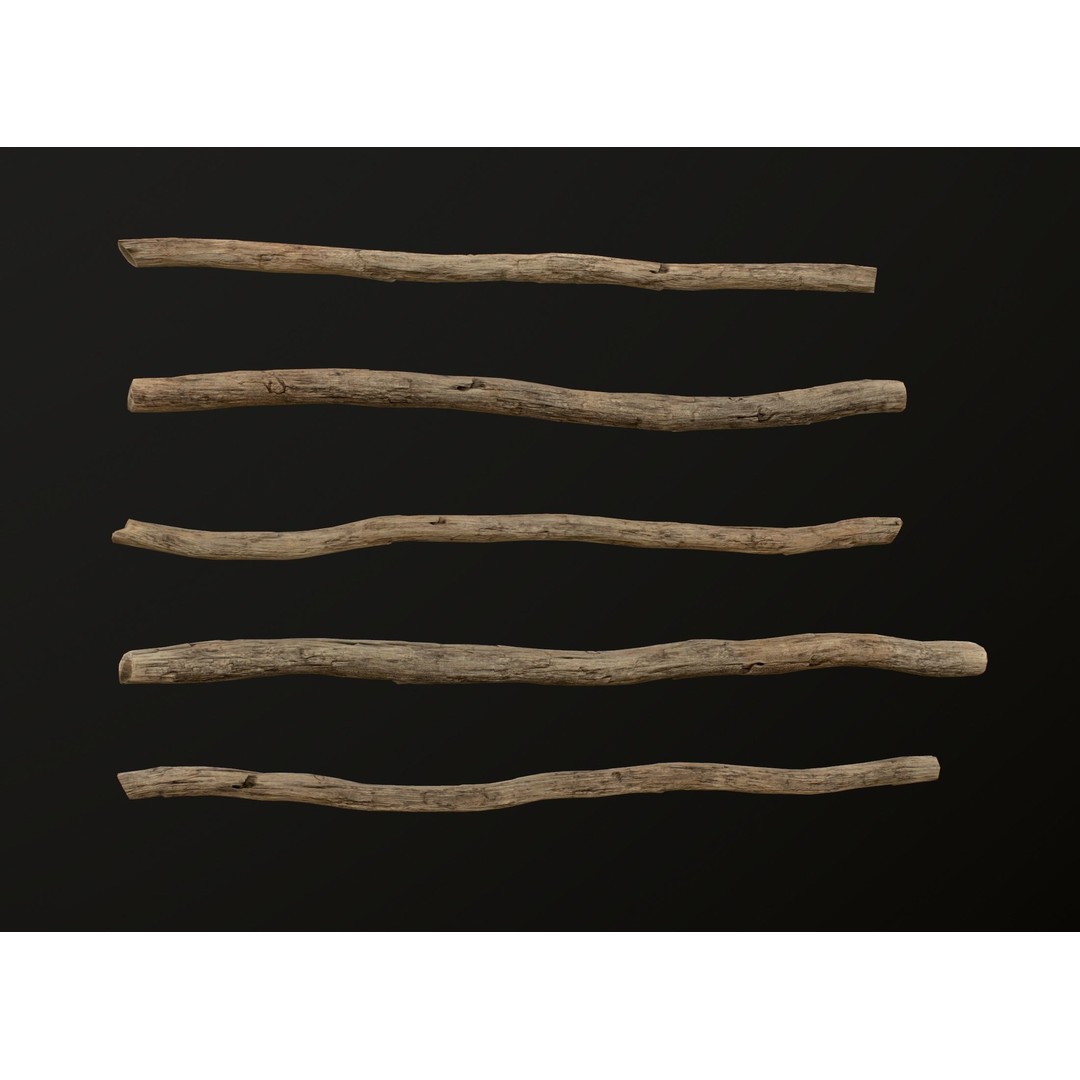 Old Wooden Poles 3D Model – Low Poly Game Asset, FBX, PBR Textures - View 46