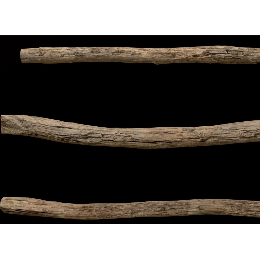 Old Wooden Poles 3D Model – Low Poly Game Asset, FBX, PBR Textures - View 50