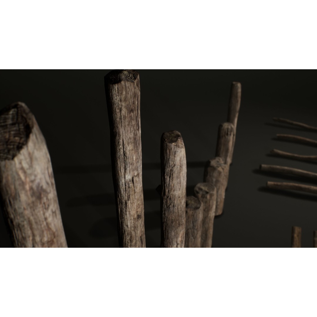 Old Wooden Poles 3D Model – Low Poly Game Asset, FBX, PBR Textures - View 53