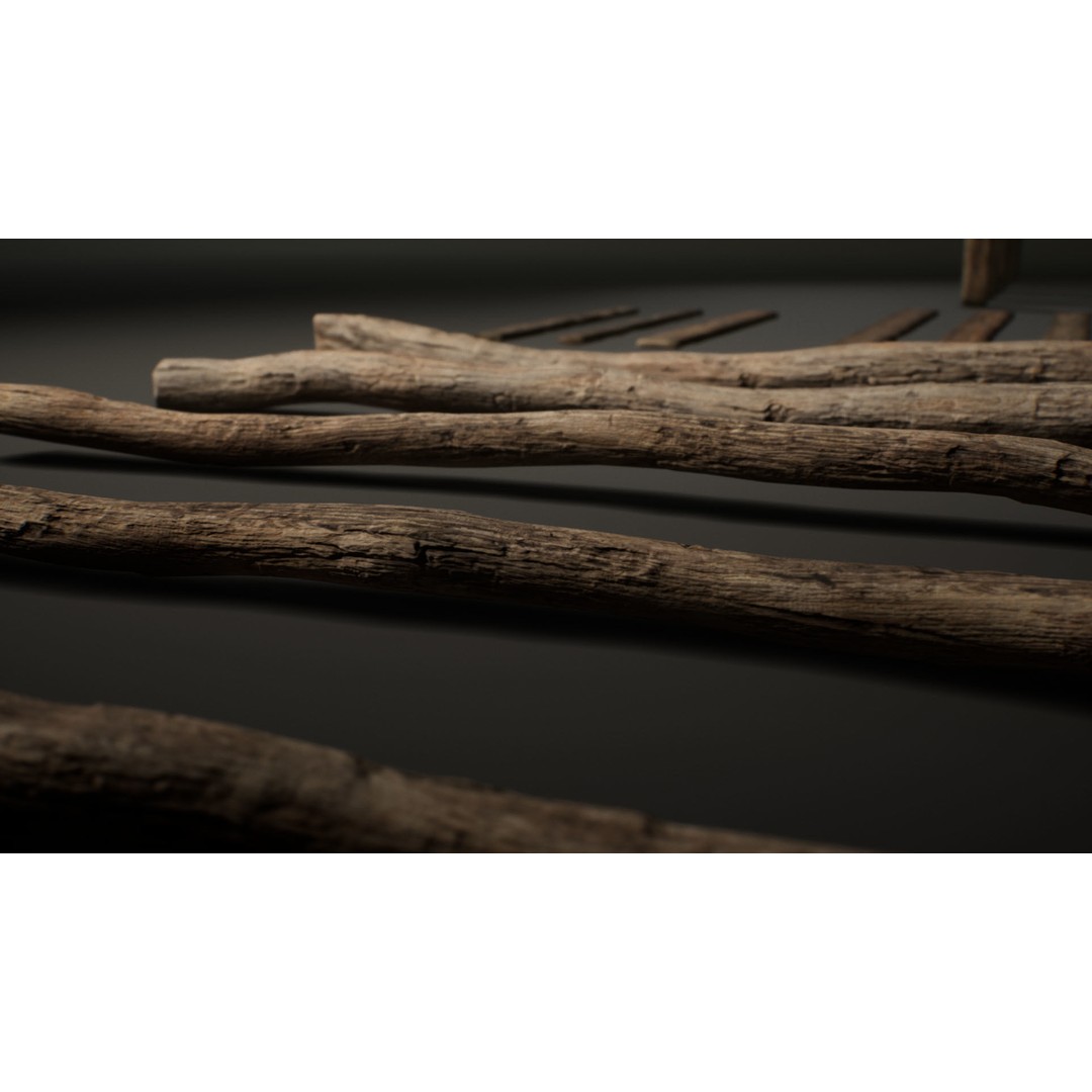 Old Wooden Poles 3D Model – Low Poly Game Asset, FBX, PBR Textures - View 54