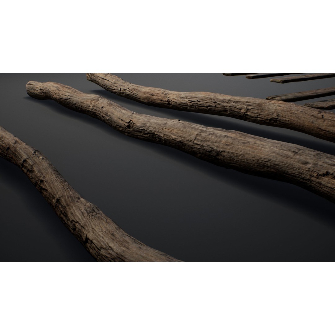 Old Wooden Poles 3D Model – Low Poly Game Asset, FBX, PBR Textures - View 56
