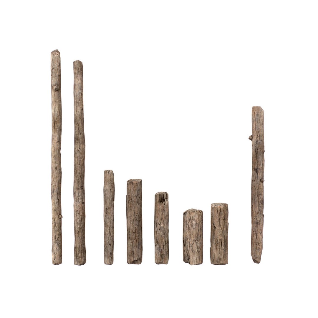 Old Wooden Poles 3D Model – Low Poly Game Asset, FBX, PBR Textures - View 6