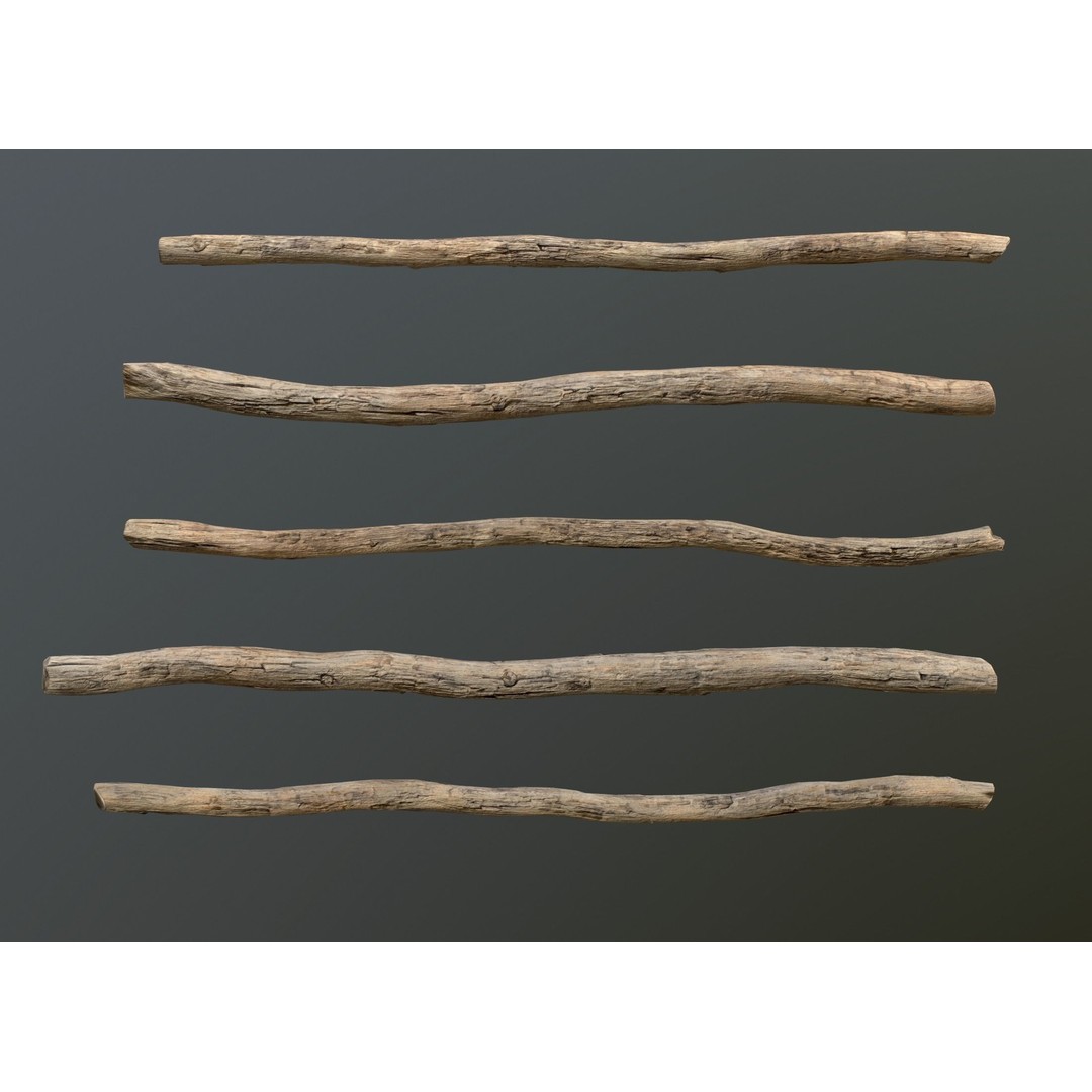 Old Wooden Poles 3D Model – Low Poly Game Asset, FBX, PBR Textures - View 7