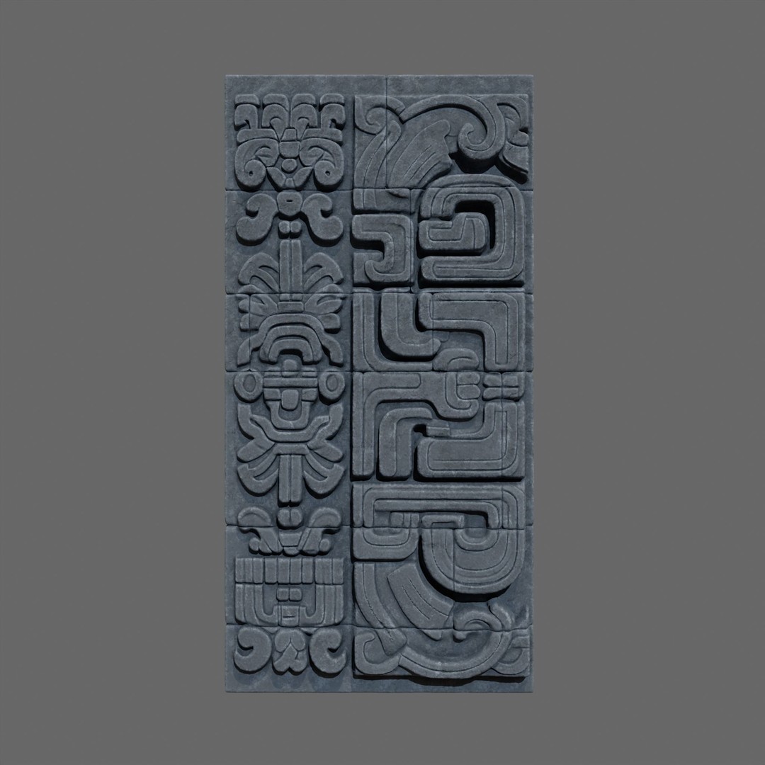 Mayan Temple Wall 3D Model – Low Poly Architectural Asset, FBX - View 11