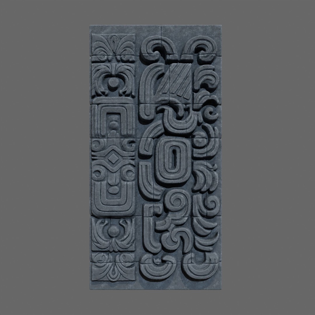 Mayan Temple Wall 3D Model – Low Poly Architectural Asset, FBX - View 13