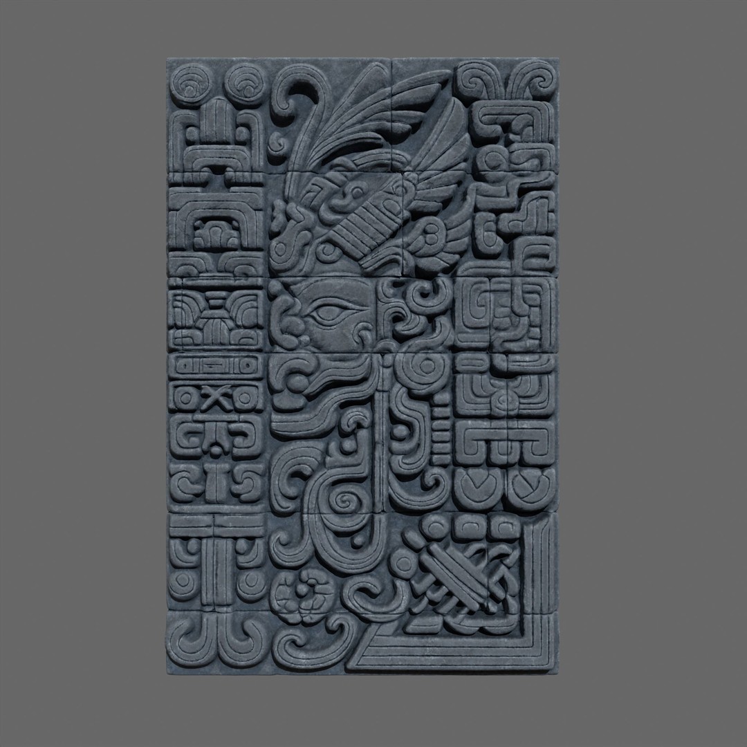 Mayan Temple Wall 3D Model – Low Poly Architectural Asset, FBX - View 19