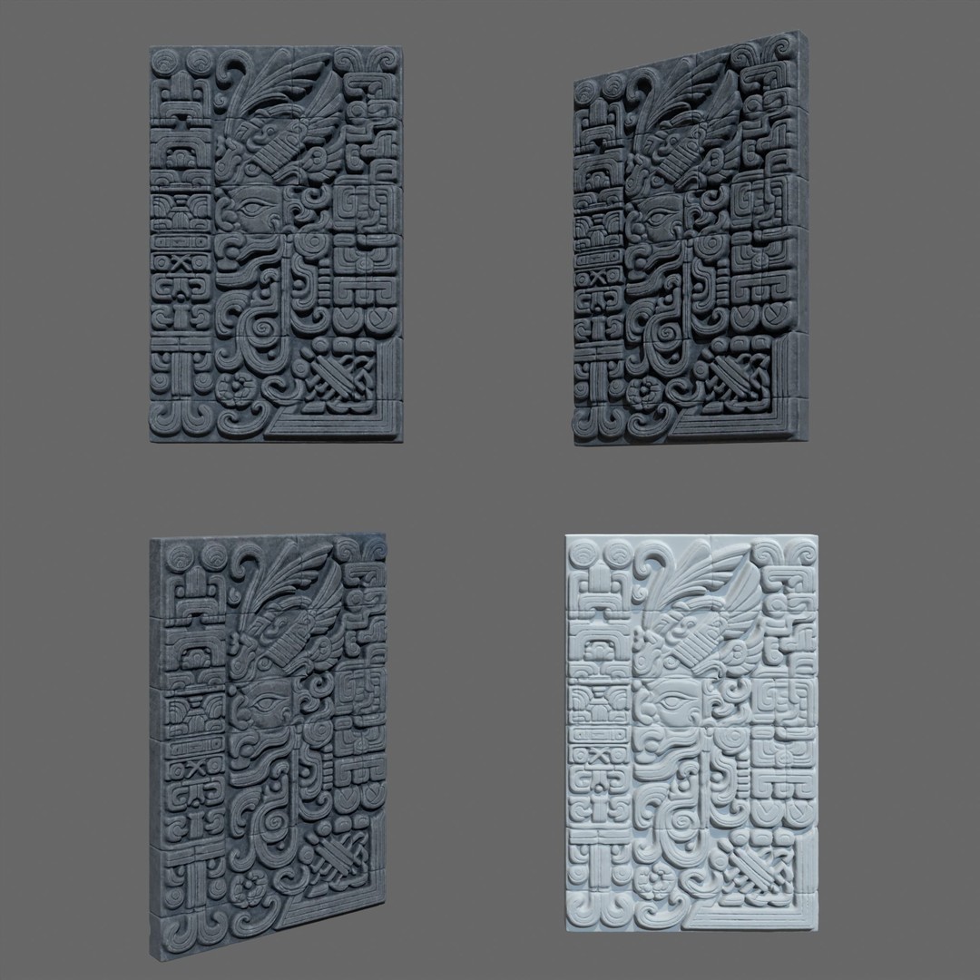 Mayan Temple Wall 3D Model – Low Poly Architectural Asset, FBX - View 20
