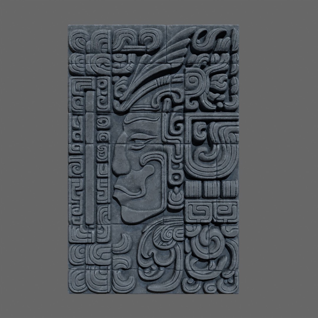 Mayan Temple Wall 3D Model – Low Poly Architectural Asset, FBX - View 21