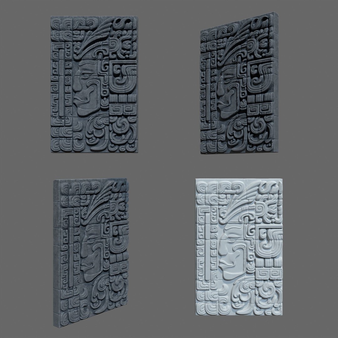 Mayan Temple Wall 3D Model – Low Poly Architectural Asset, FBX - View 22