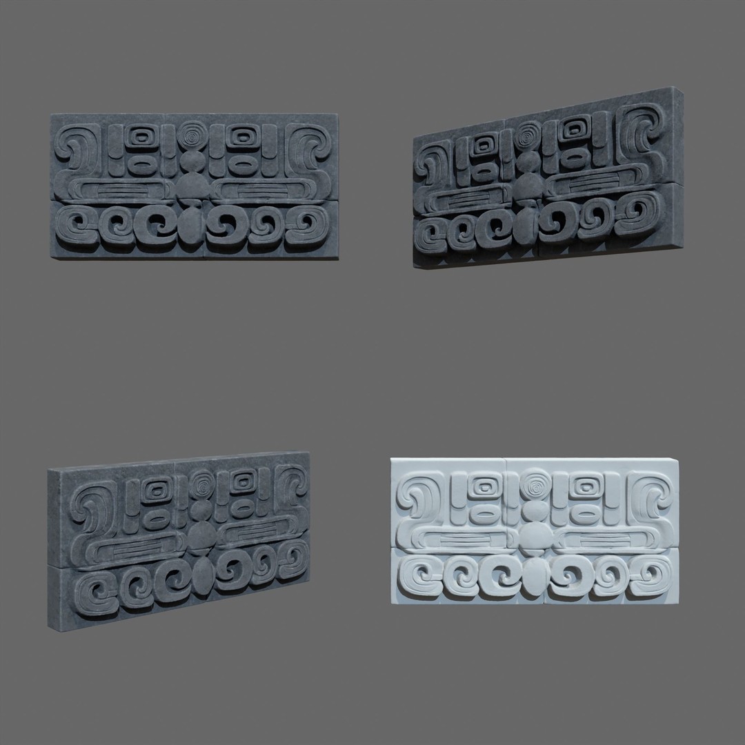 Mayan Temple Wall 3D Model – Low Poly Architectural Asset, FBX - View 26