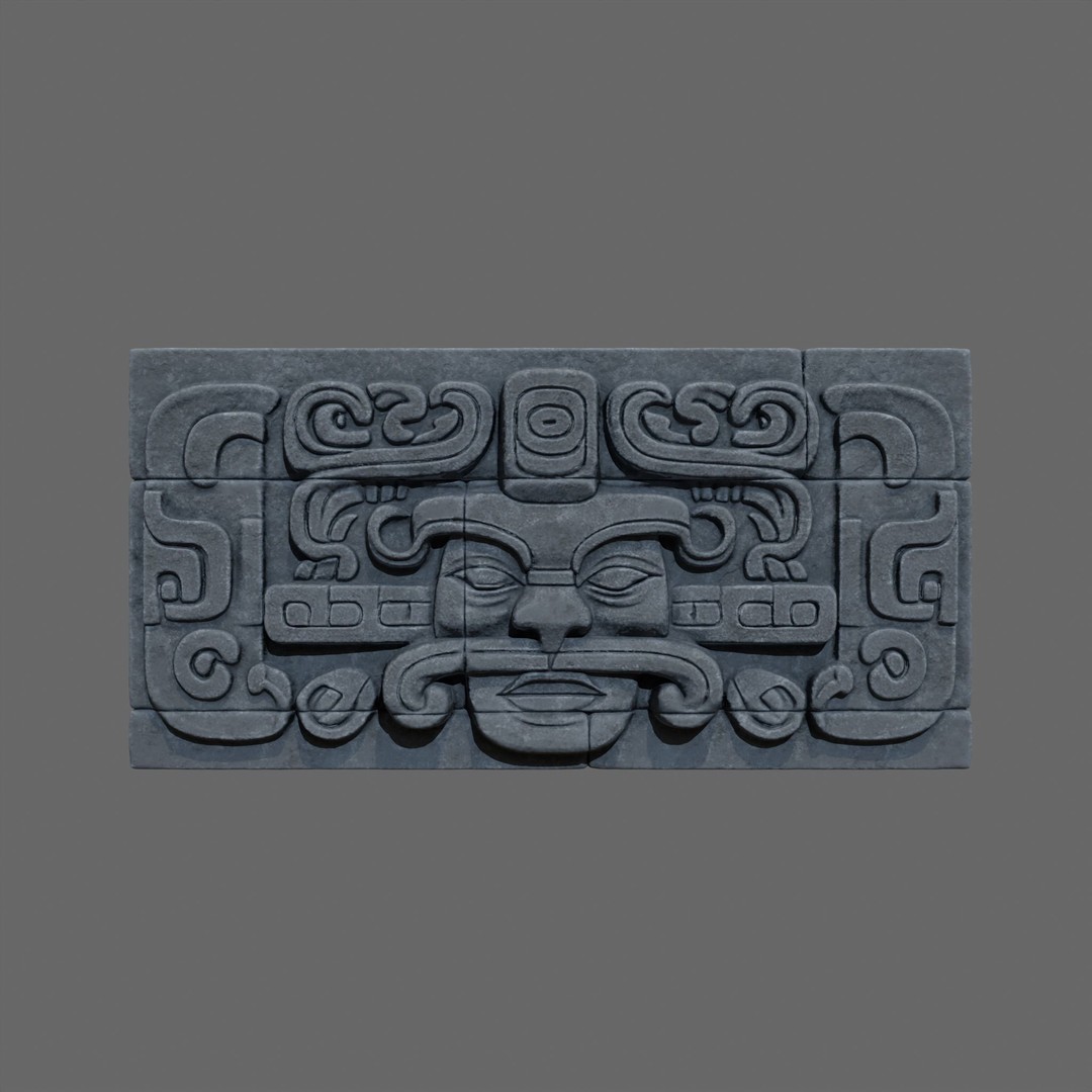 Mayan Temple Wall 3D Model – Low Poly Architectural Asset, FBX - View 27