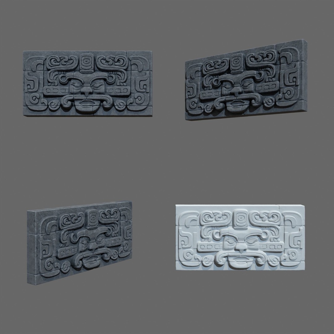 Mayan Temple Wall 3D Model – Low Poly Architectural Asset, FBX - View 28