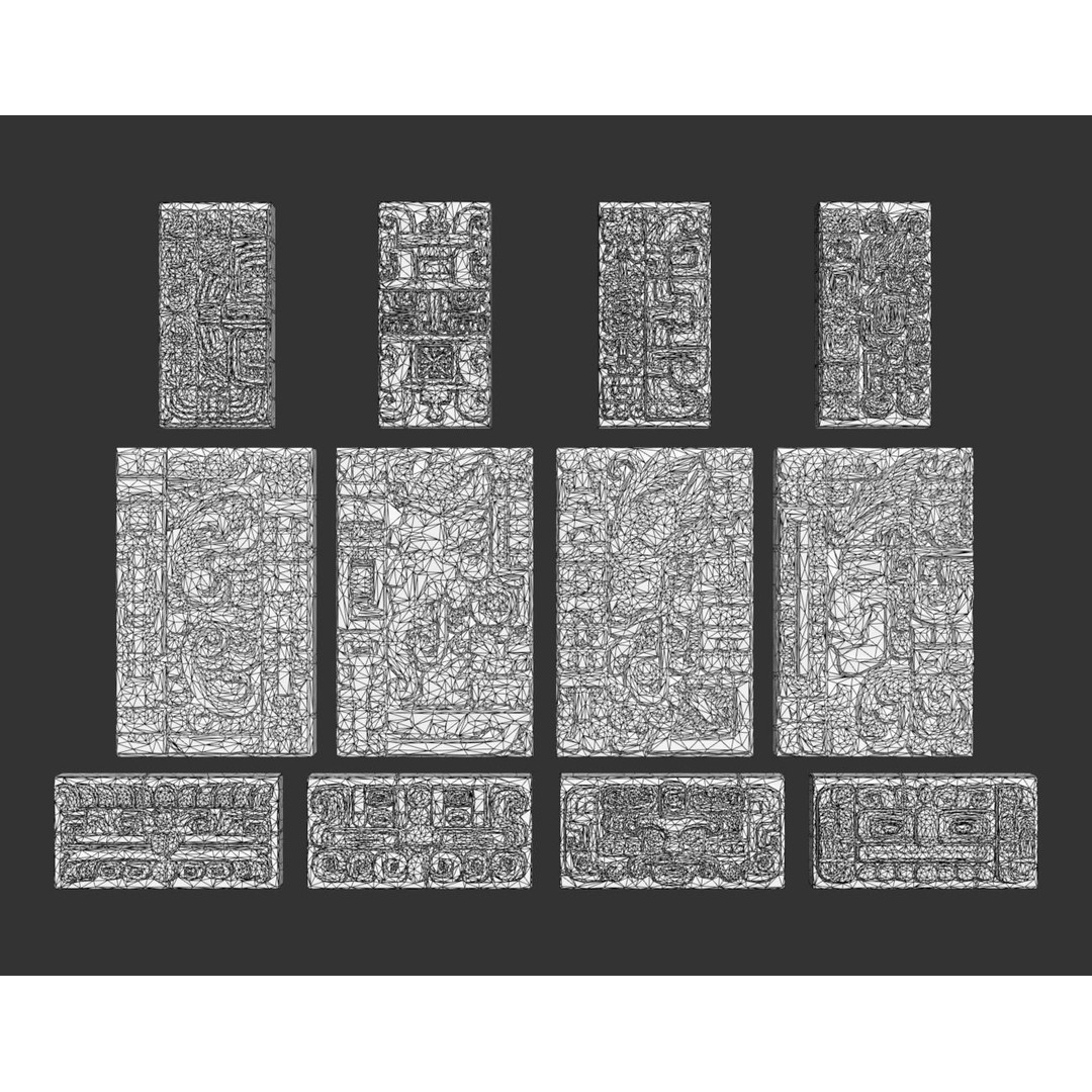 Mayan Temple Wall 3D Model – Low Poly Architectural Asset, FBX - View 4