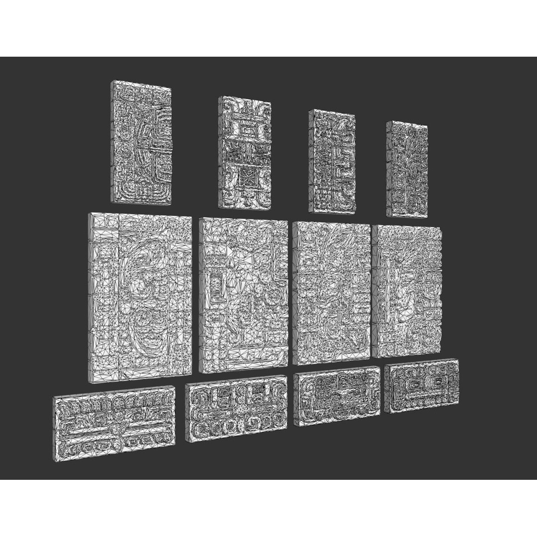 Mayan Temple Wall 3D Model – Low Poly Architectural Asset, FBX - View 5
