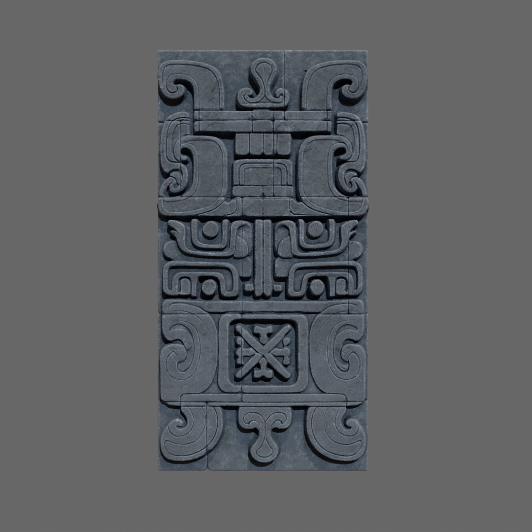 Mayan Temple Wall 3D Model – Low Poly Architectural Asset, FBX - View 9