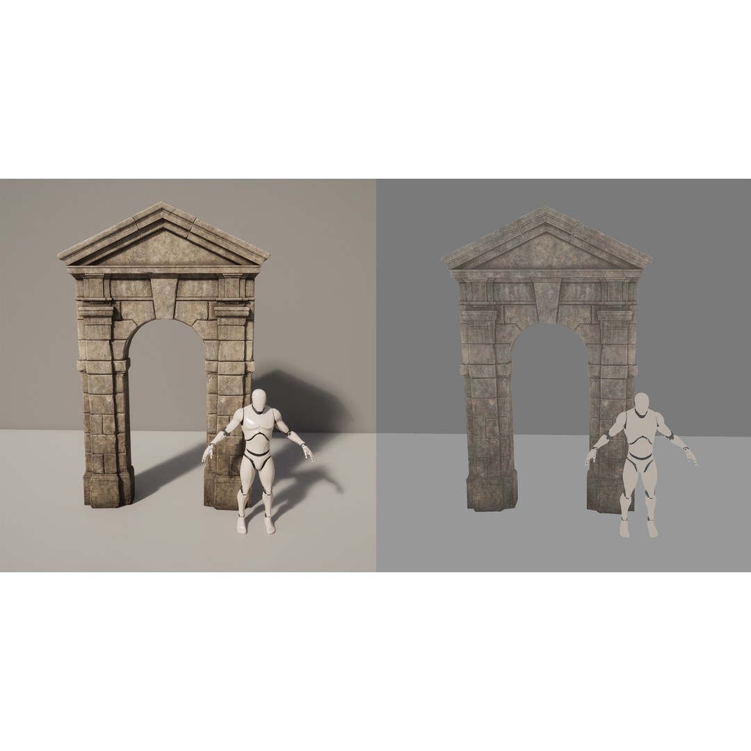 Old Stone Portal 3D Model – Low Poly Architectural Asset, FBX
