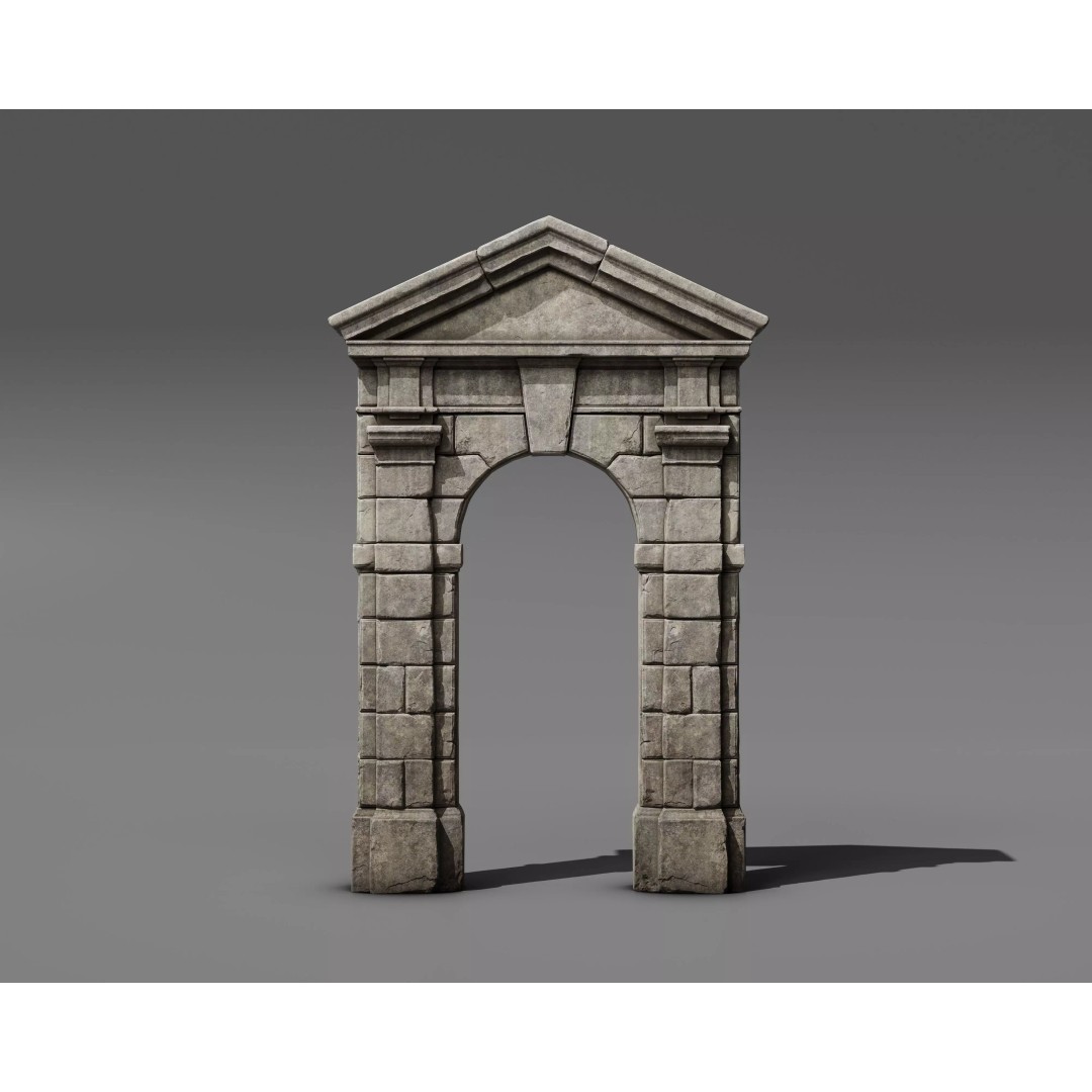 Old Stone Portal 3D Model – Low Poly Architectural Asset, FBX - View 2