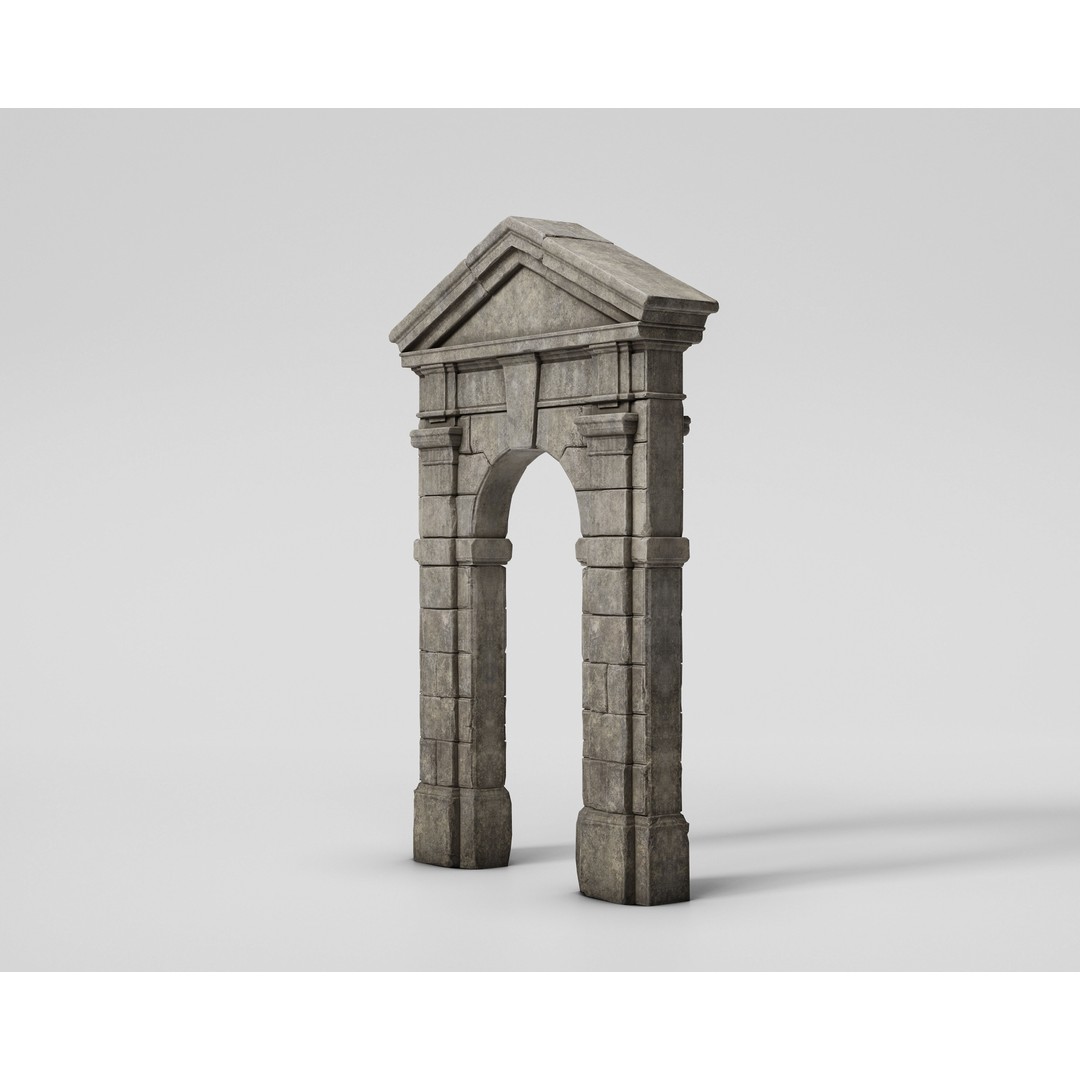Old Stone Portal 3D Model – Low Poly Architectural Asset, FBX - View 3