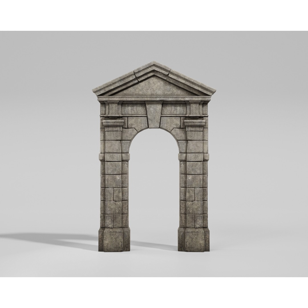 Old Stone Portal 3D Model – Low Poly Architectural Asset, FBX - View 4