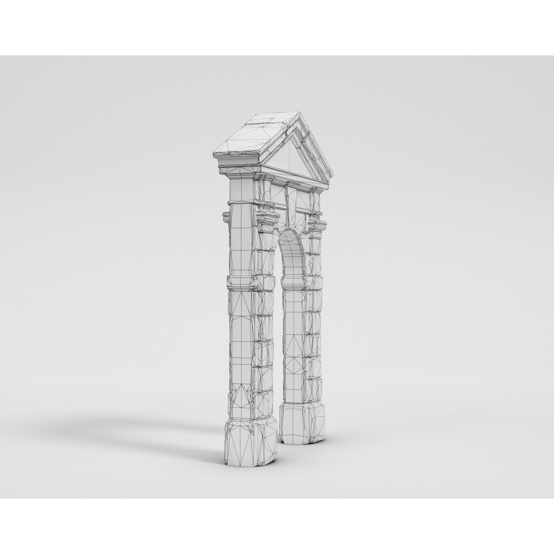 Old Stone Portal 3D Model – Low Poly Architectural Asset, FBX - View 5
