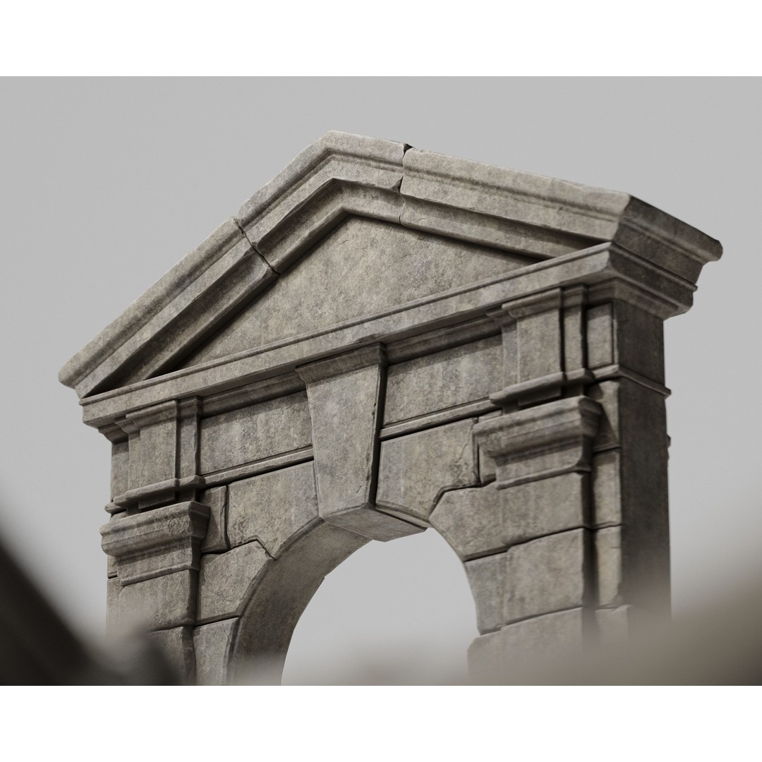 Old Stone Portal 3D Model – Low Poly Architectural Asset, FBX - View 7