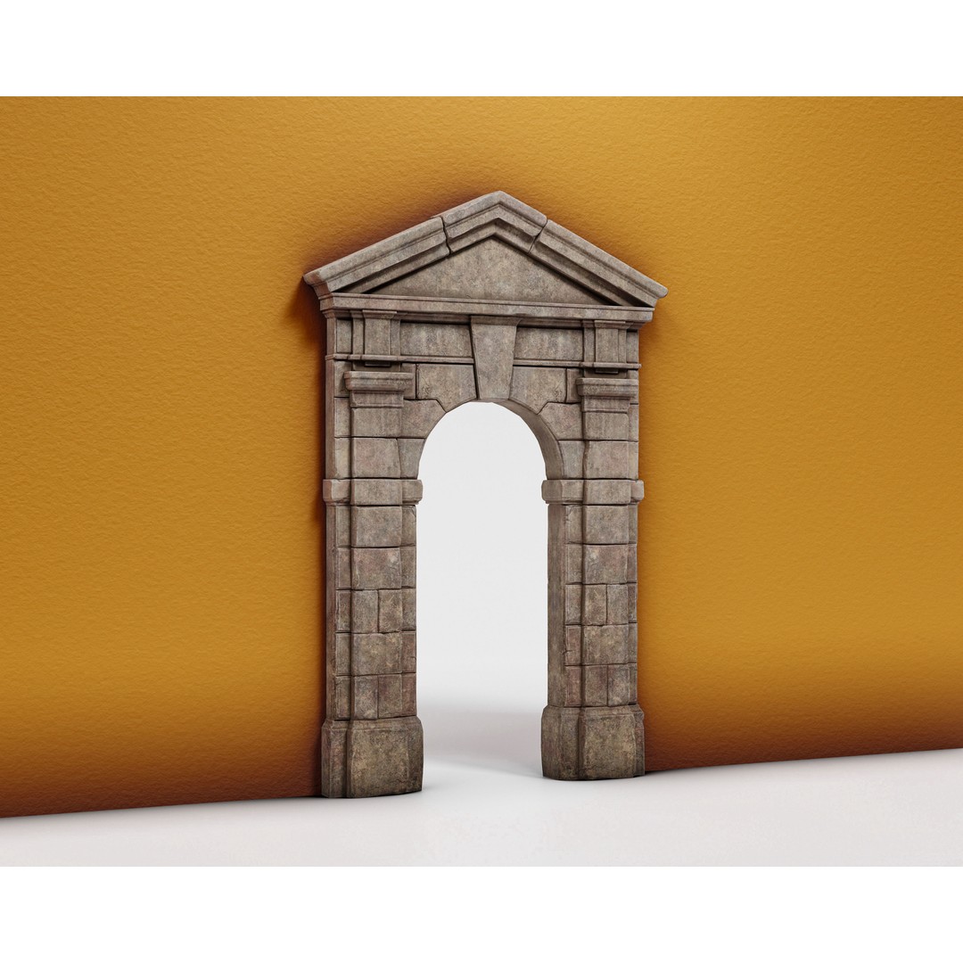 Old Stone Portal 3D Model – Low Poly Architectural Asset, FBX - View 8