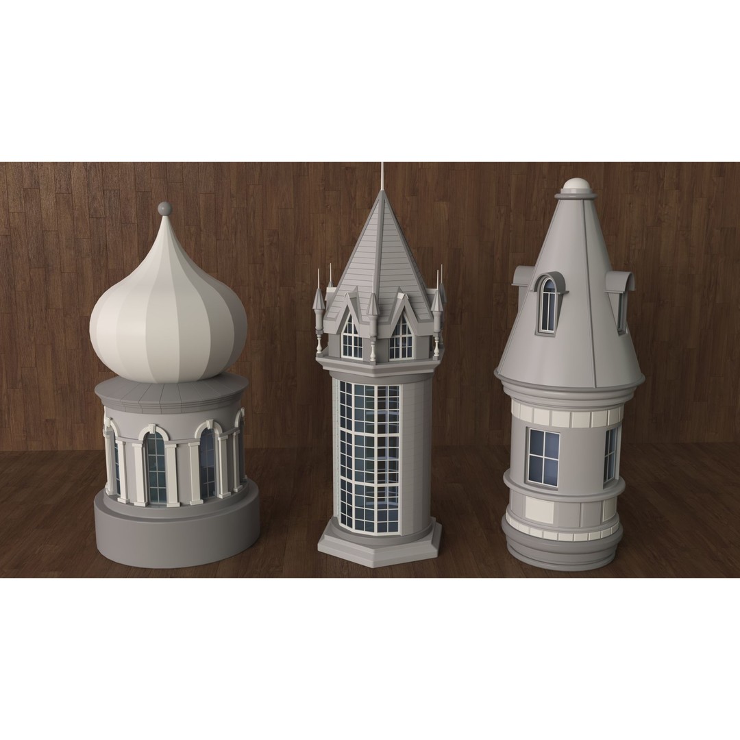 Building Towers 3D Model – High Poly Architectural Asset, FBX, OBJ - View 10