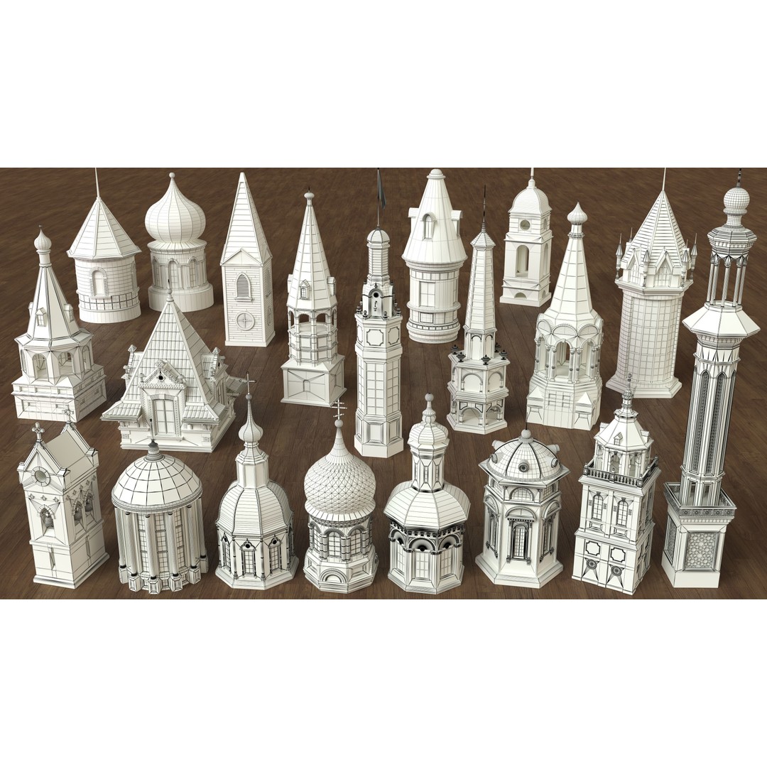 Building Towers 3D Model – High Poly Architectural Asset, FBX, OBJ - View 3