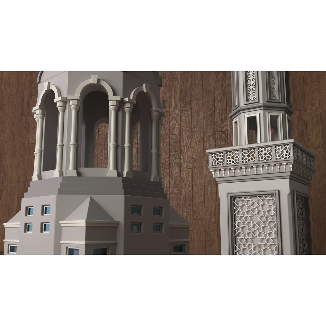 Building Towers 3D Model – High Poly Architectural Asset, FBX, OBJ - View 5