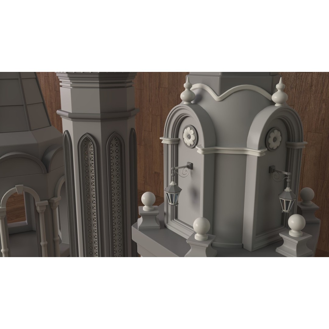 Building Towers 3D Model – High Poly Architectural Asset, FBX, OBJ - View 6