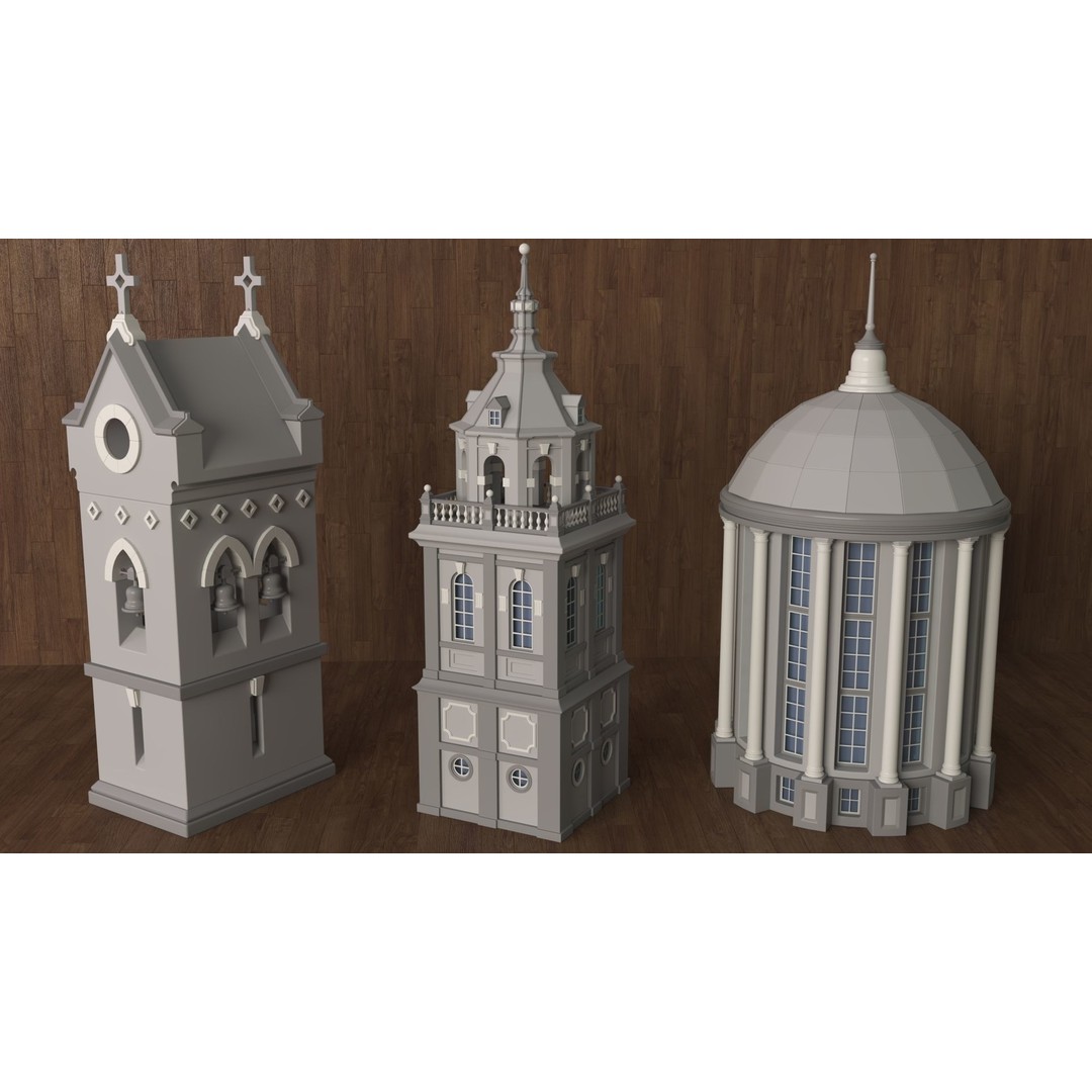 Building Towers 3D Model – High Poly Architectural Asset, FBX, OBJ - View 8