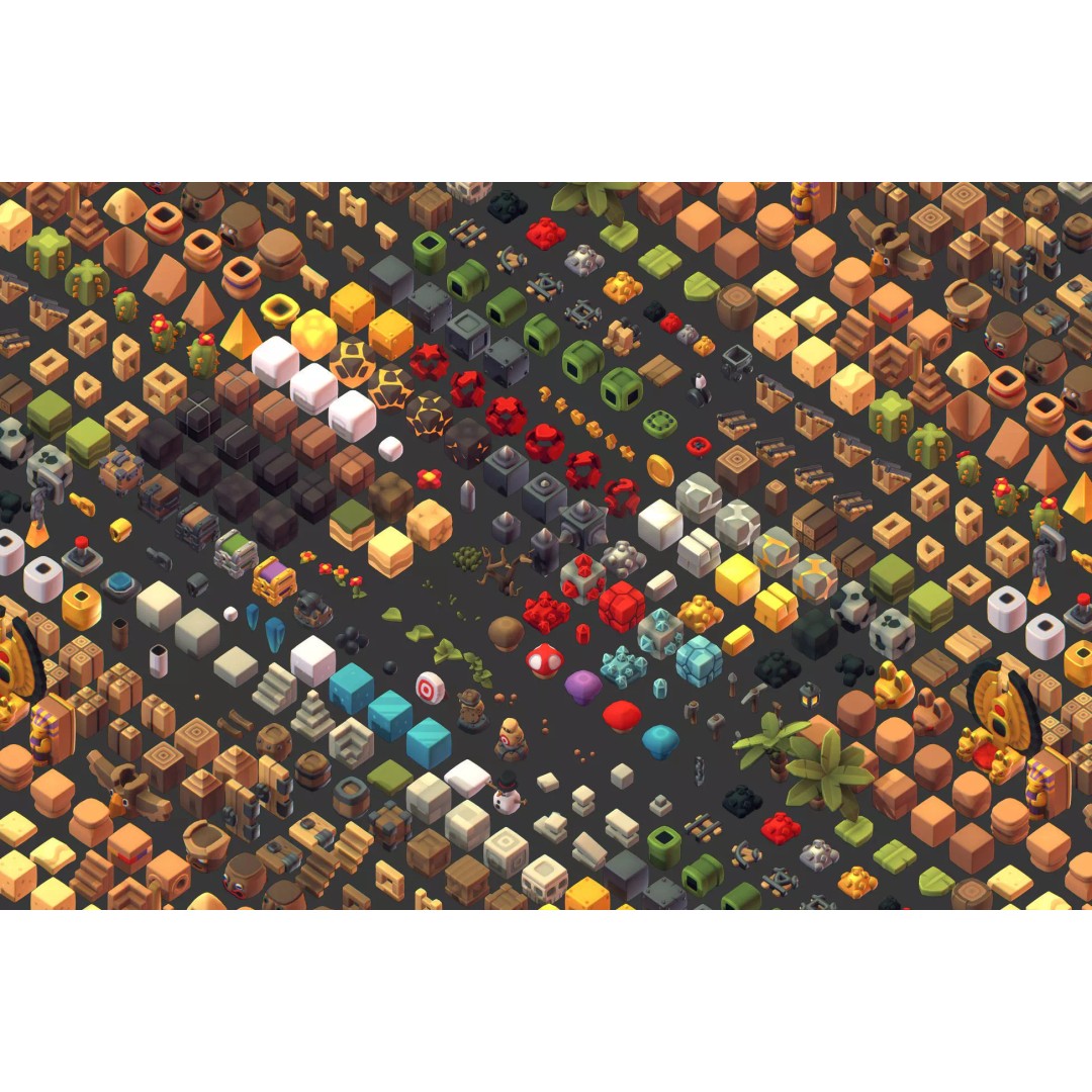 Cube World 3D Model – Low Poly Environment Building Blocks - View 2