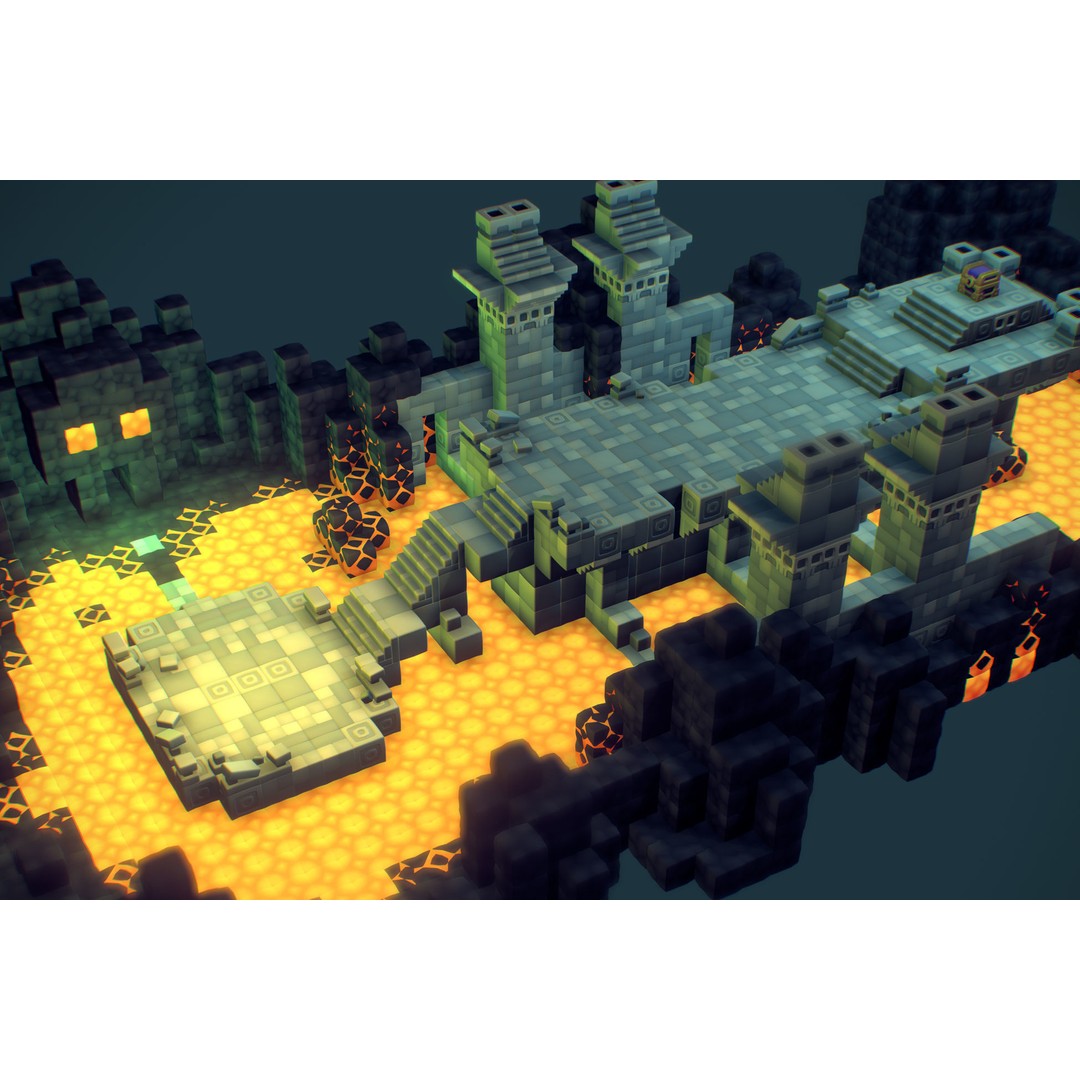 Cube World 3D Model – Low Poly Environment Building Blocks - View 3
