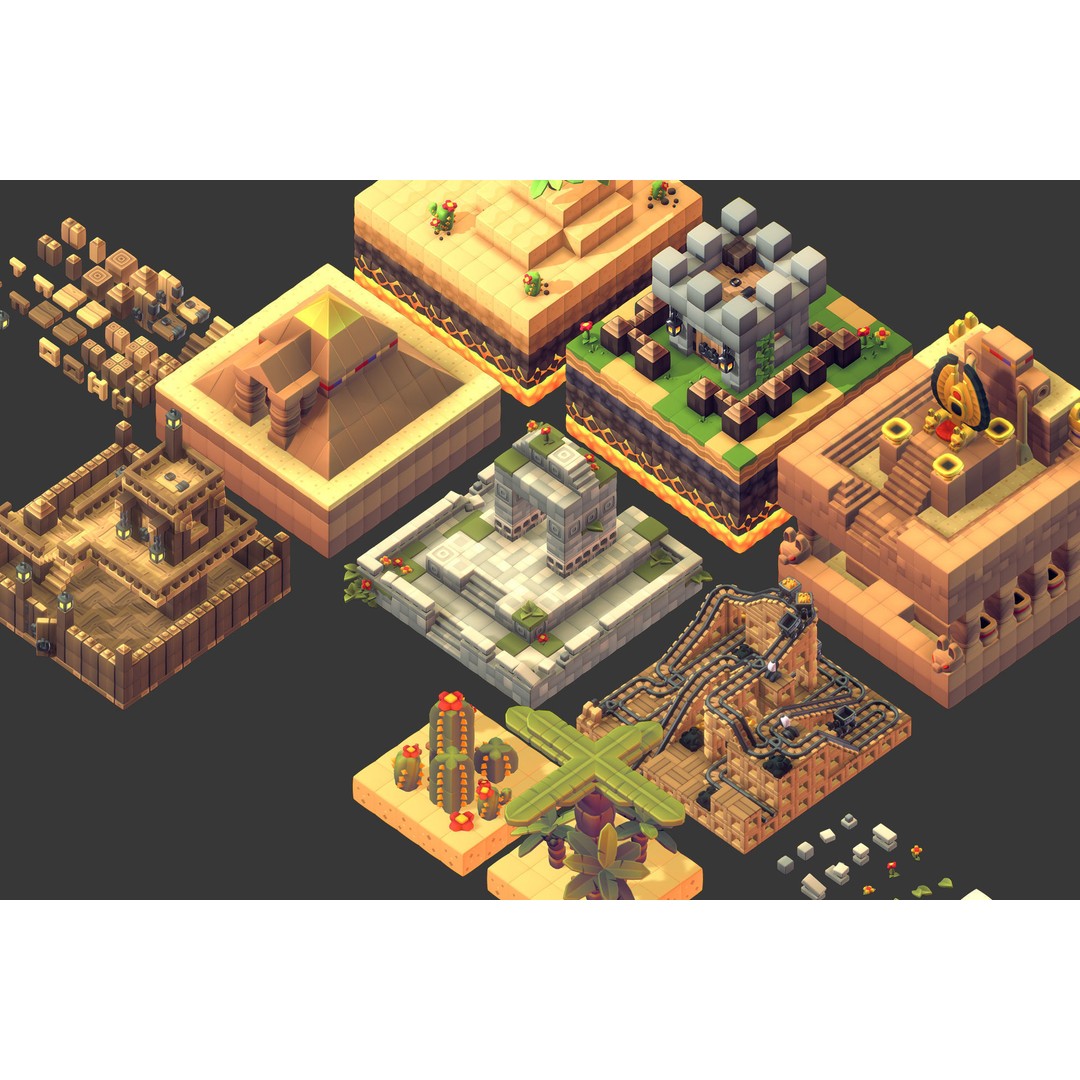 Cube World 3D Model – Low Poly Environment Building Blocks - View 6