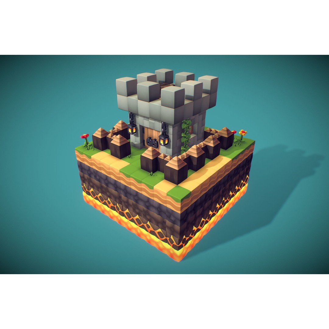 Cube World 3D Model – Low Poly Environment Building Blocks - View 7