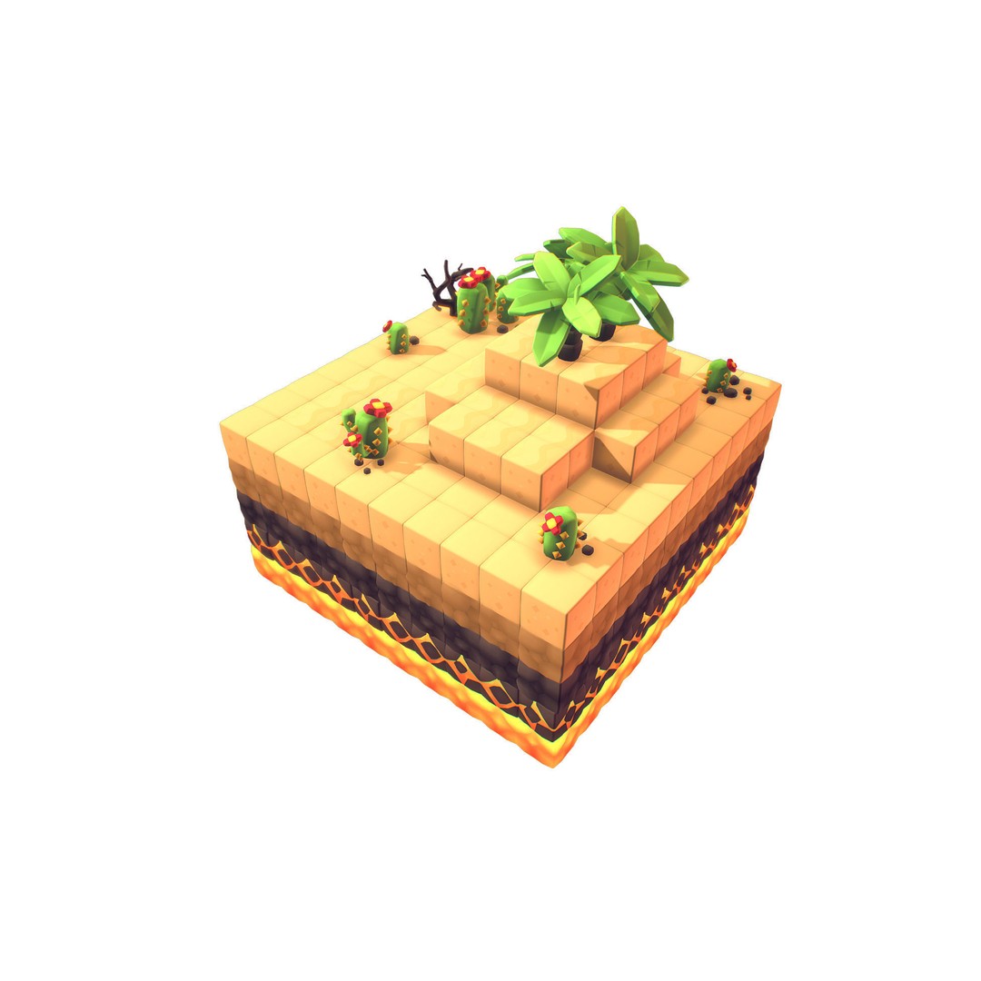 Cube World 3D Model – Low Poly Environment Building Blocks - View 8