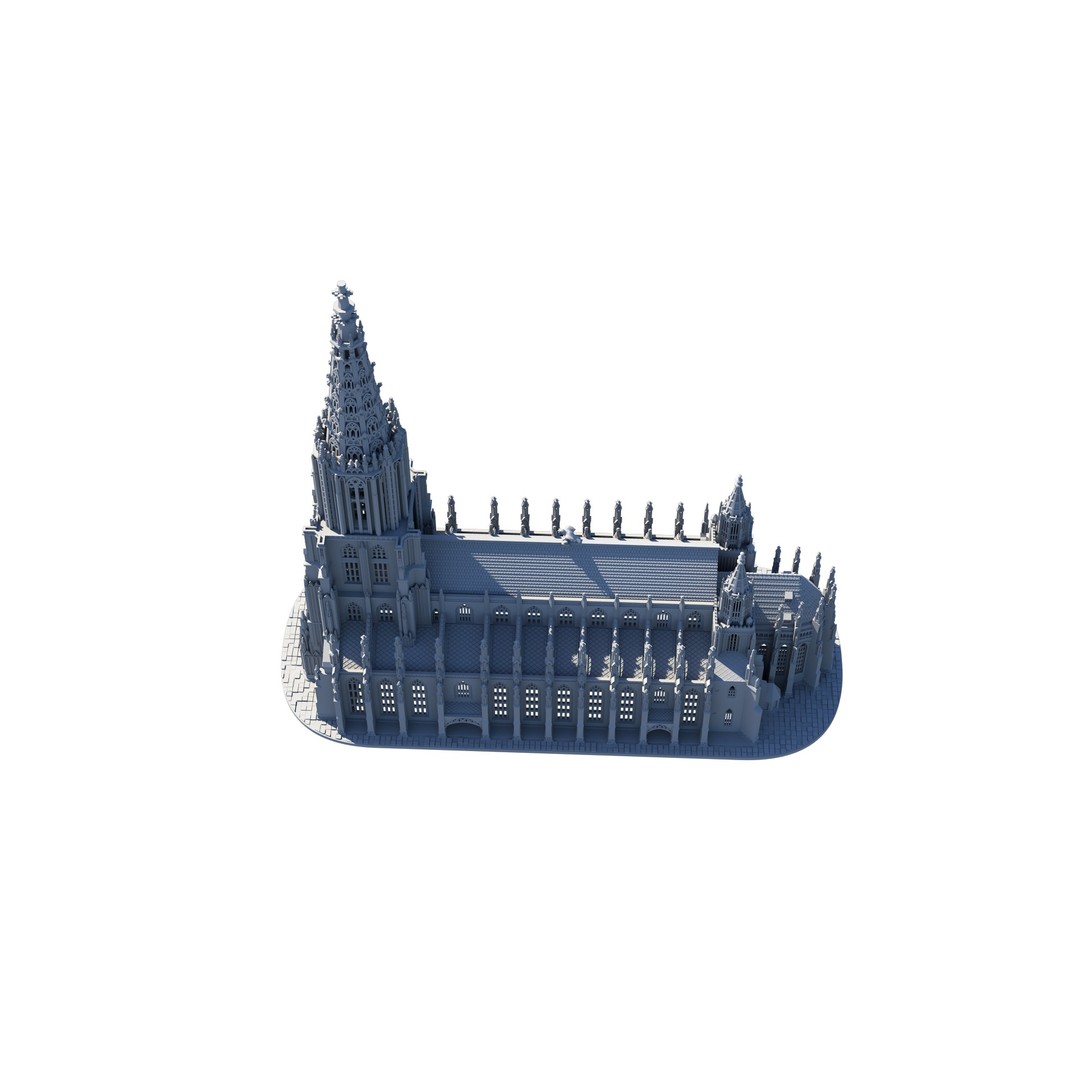 Ulmer Minster 3D Model – Gothic Cathedral Architecture, FBX
