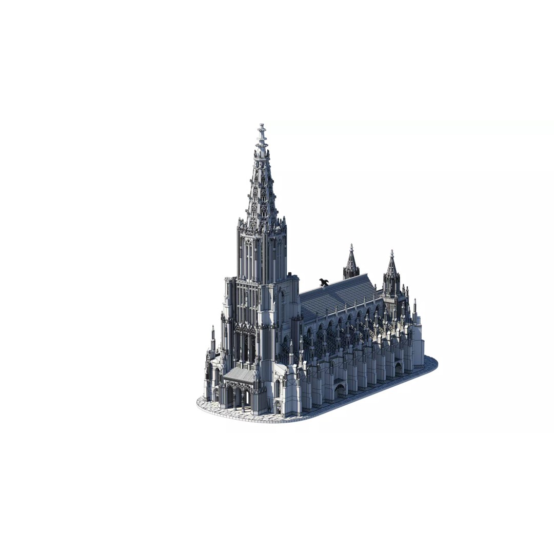 Ulmer Minster 3D Model – Gothic Cathedral Architecture, FBX - View 2