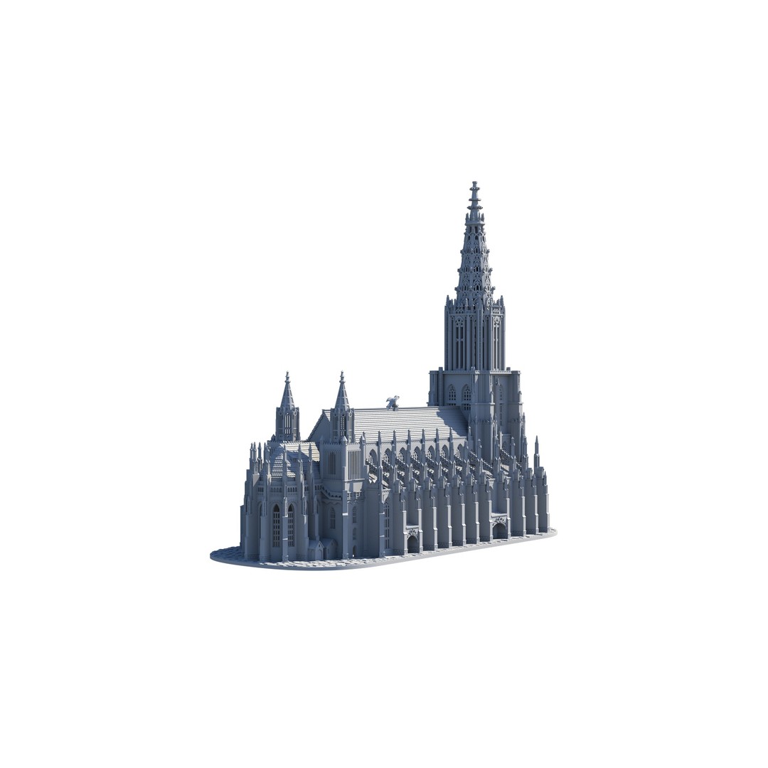 Ulmer Minster 3D Model – Gothic Cathedral Architecture, FBX - View 3