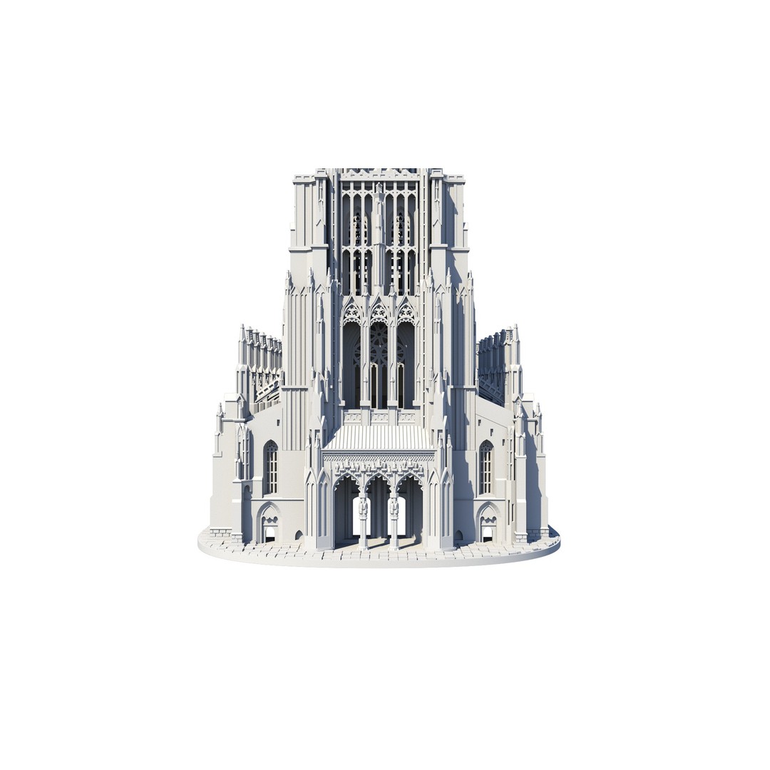 Ulmer Minster 3D Model – Gothic Cathedral Architecture, FBX - View 4