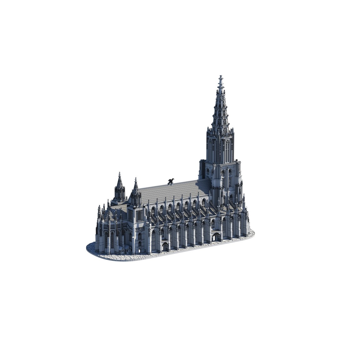 Ulmer Minster 3D Model – Gothic Cathedral Architecture, FBX - View 5