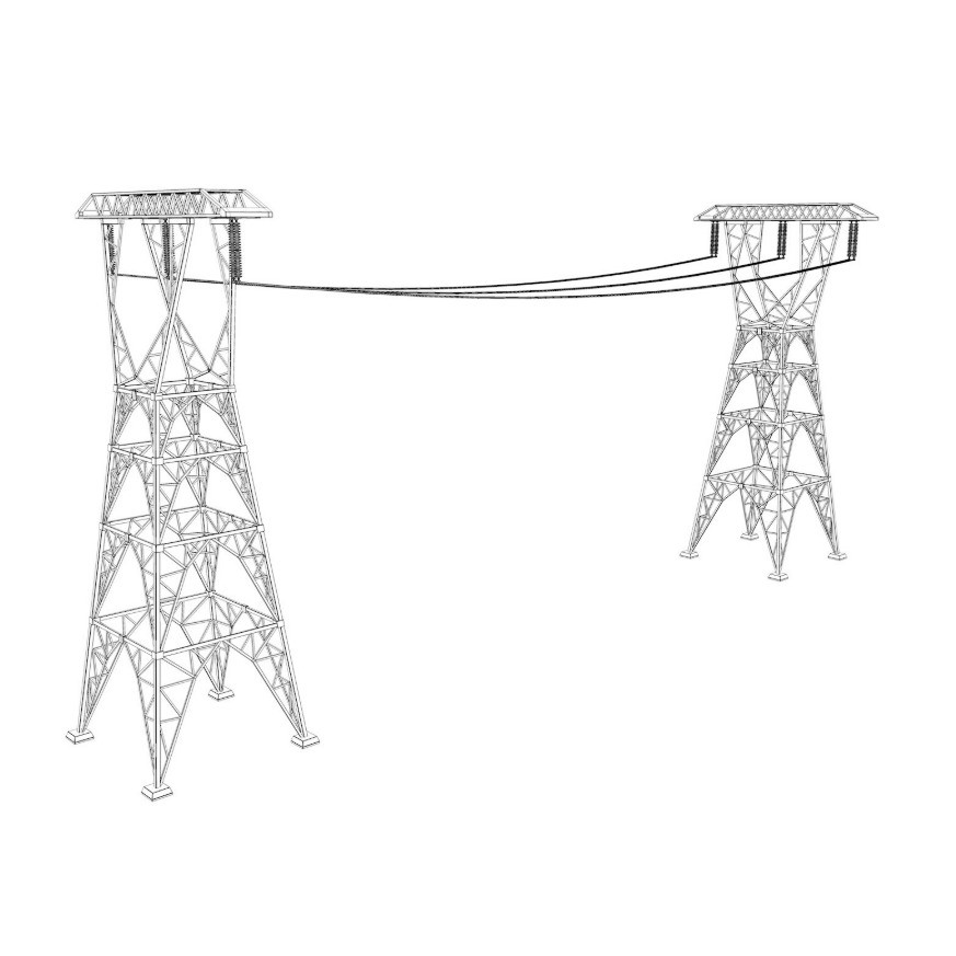 Electric Power Tower 3D Model – Realistic PBR Collection, FBX, OBJ - View 22