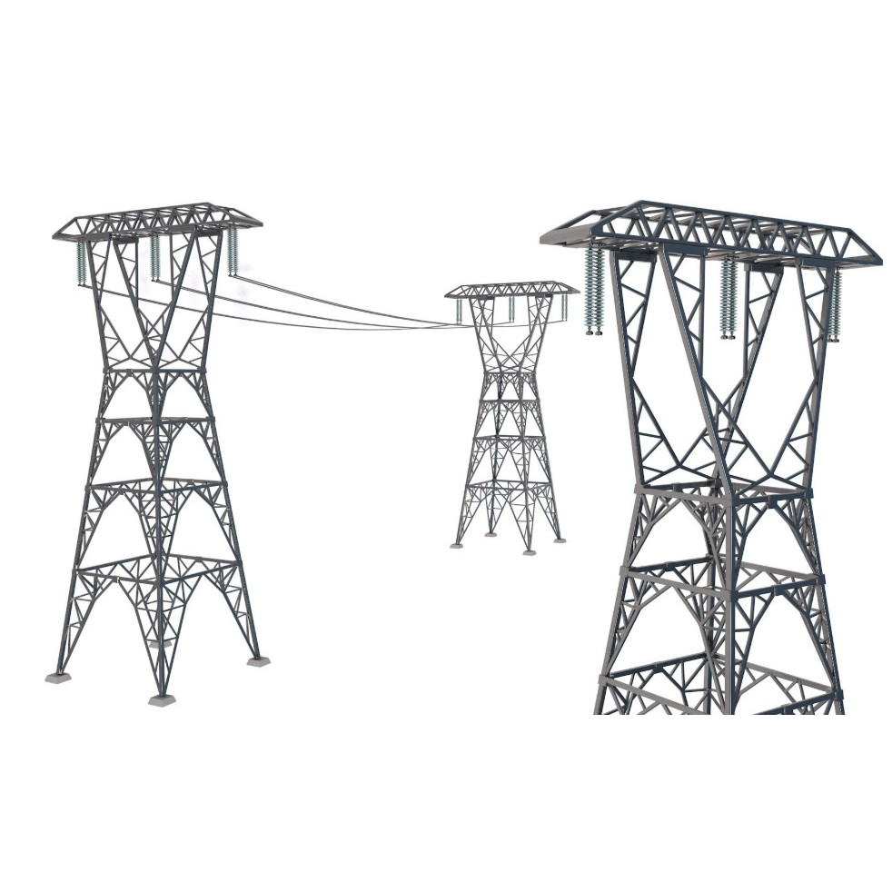 Electric Power Tower 3D Model – Realistic PBR Collection, FBX, OBJ - View 9