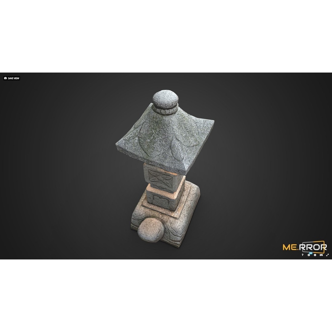 Stone Turtle Lantern 3D Model – Low Poly Asian Lighting Asset, FBX - View 4