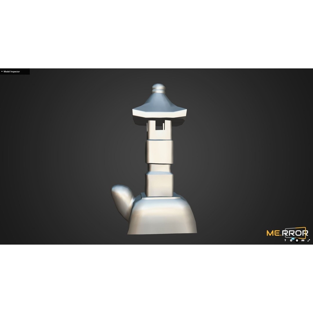 Stone Turtle Lantern 3D Model – Low Poly Asian Lighting Asset, FBX - View 8