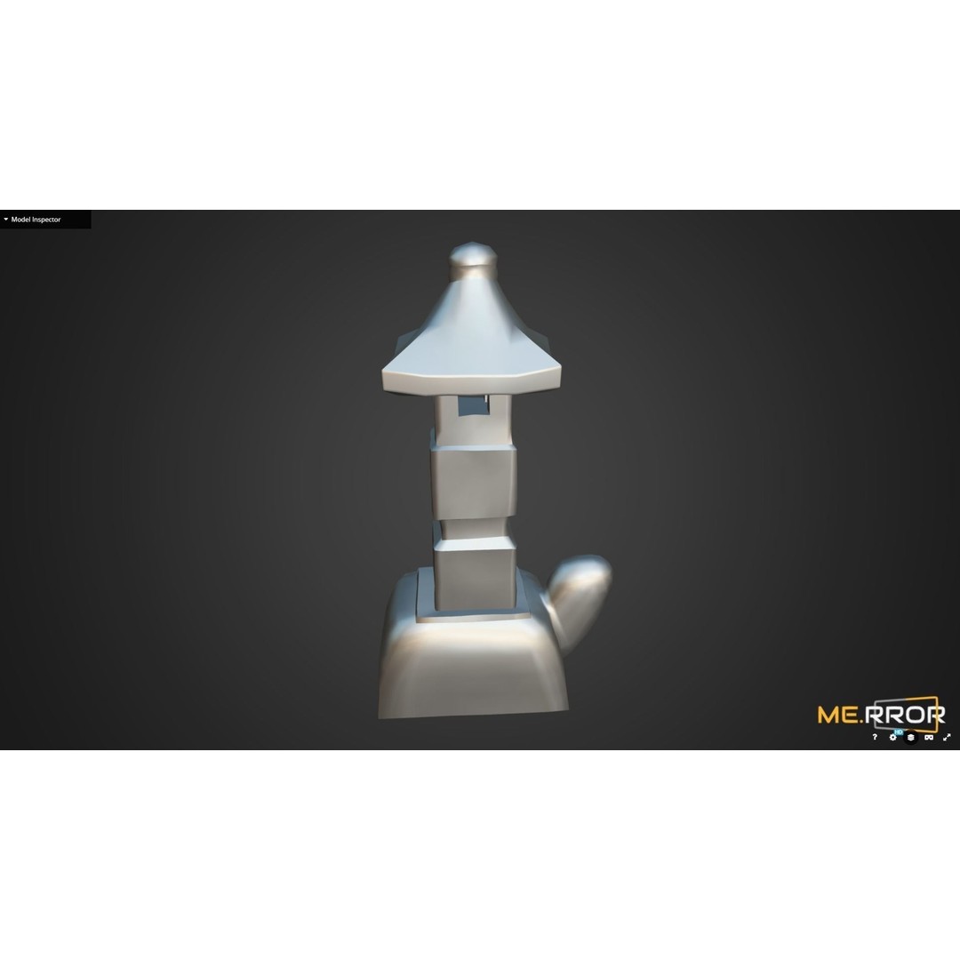 Stone Turtle Lantern 3D Model – Low Poly Asian Lighting Asset, FBX - View 9