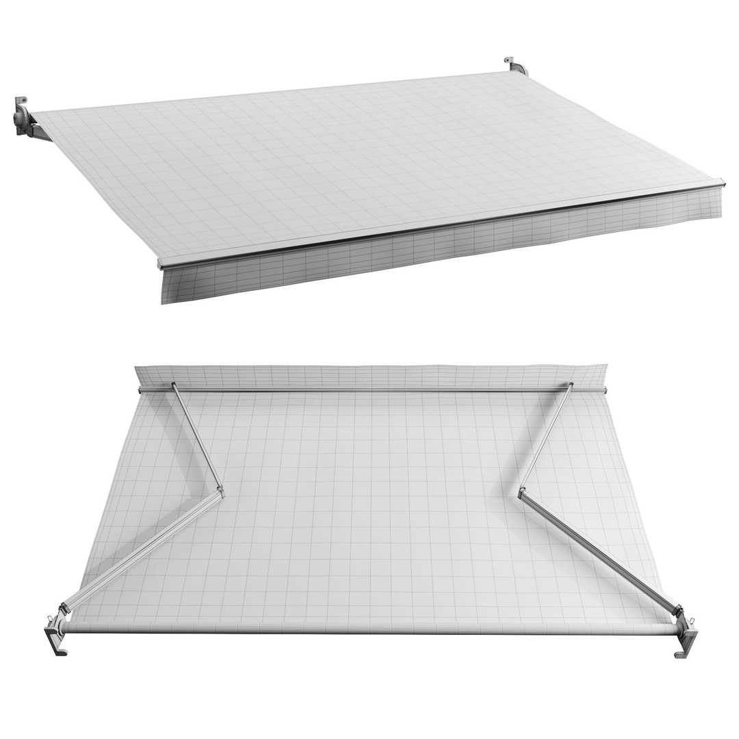 Seafood Restaurant Awnings 3D Model – Modern Canopy Set, FBX & OBJ